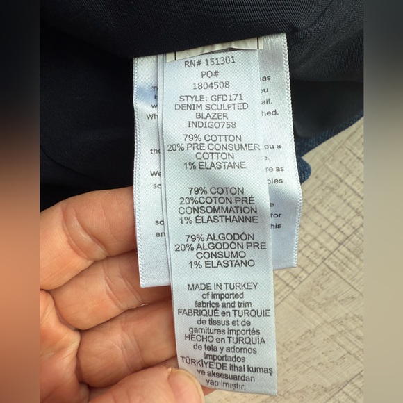 Good American DENIM SCULPTED BLAZER IN NAVY Size XS - Picture 8 of 8